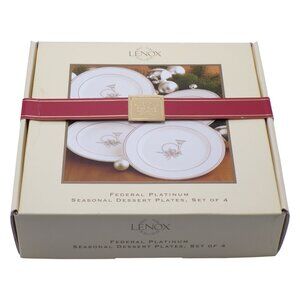 NEW Lenox Classics Collection Federal Platinum Seasonal Dessert Plates Set-4 8"